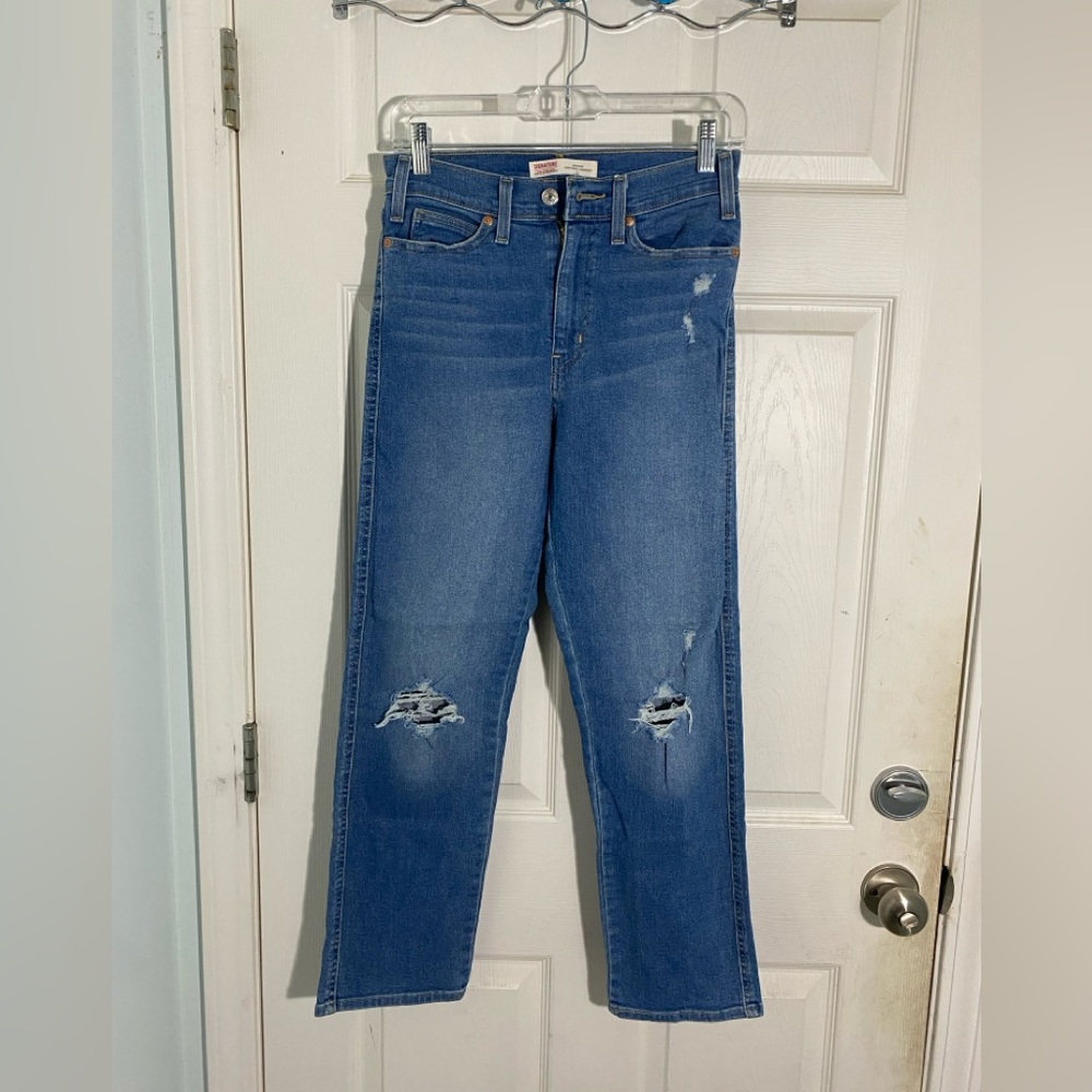 Levi strauss high rise distressed denim